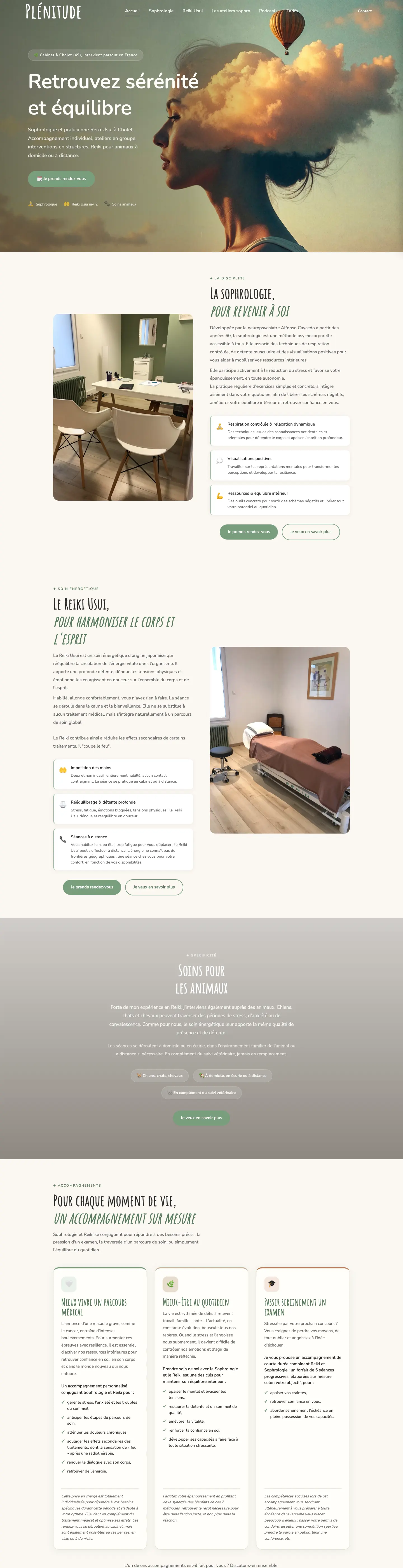Capture de la page d'accueil de plenitude-sophro-reiki.fr